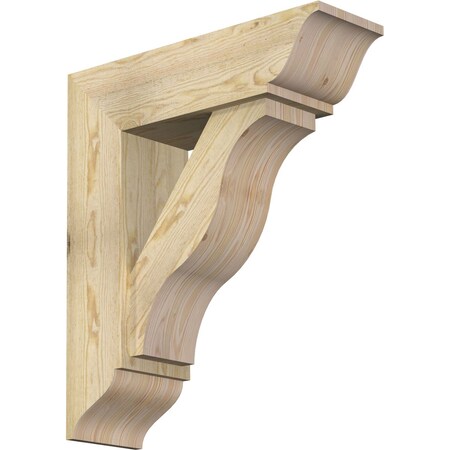 Ekena Millwork Funston Traditional Rough Sawn Bracket w/ Offset Brace, Douglas Fir, 8"W x 26"D x 30"H BKT0806X26X30FST01RDF